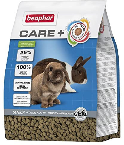 BEAPHAR - Care+ Kaninchen Senior - Für Nager Und Kleinsäuger - Ab Dem 6. Lebensjahr - Mit Spirulina, Vitamin E, Yucca Schidigera - Unterstützt Immunsystem - Natürliche Zahnabnutzung - 1,5 kg