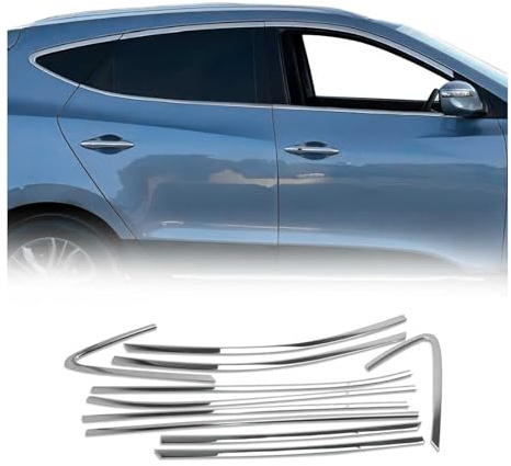 OMAC Fensterleisten für Hyundai IX35 2010-2024 10tlg | Fensterrahmen, Edelstahl, Chrom, fahrzeugspezifisch