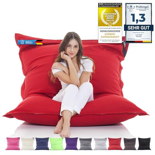 LAZY BAG Original Riesen-Sitzsack Cotton XXL 180x140cm mit 400L | hautfreundliches Baumwolle Sitzkissen 2-in-1 relaxtes Sitzen & Liegen | Perfekte Ergonomie Dank 4 Mio. EPS-Perlen | waschbarer Bezug