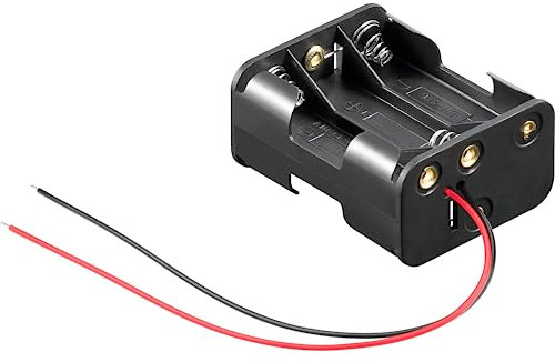 Goobay 81216 Support de Piles AA pour 6 Piles Mignon/Support de Piles avec câbles lâches/Compartiment à Piles Ouvert pour 6 Piles AA FR6 HR6 LR6 / Câble 15 cm/Noir