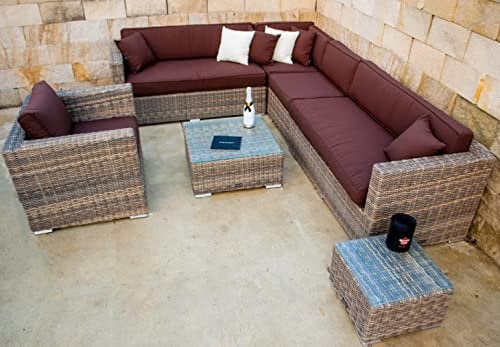 Ragnarök-Möbeldesign Narvik Premium PolyRattan - Deutscher Hersteller - 8 Jahre GARANTIE - Aluminium Gartenmöbel Essgruppe Rostfrei Rattan Sitzgruppe