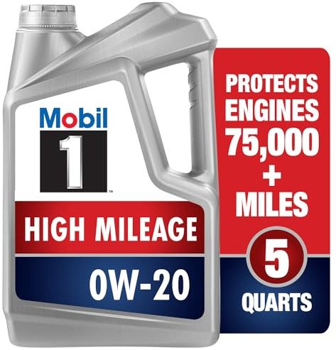 Mobil 1 High Mileage Full Synthetic Motor Oil 0W-20, 5 Quart
