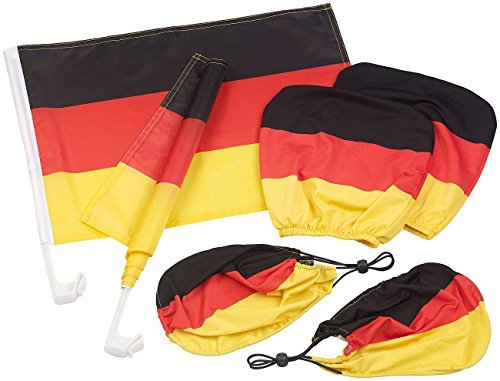 PEARL Fanartikel: 6-teiliges Sport-Fan-Set Deutschland zur Kfz-Dekoration (Deutschland Fanartikel, Deutschland Set, Deutschlandfahne)