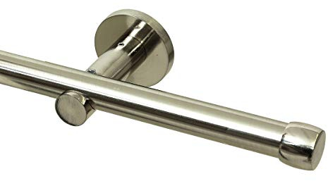 GARDINEUM Gardinenstange Ø 20 mm Cap, Längen 60 cm bis 400 cm möglich, modern, 1-Lauf, edelstahl-optik (ohne Ringe), 320 cm (2 x 160 cm + Verbinder)