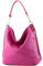 modamoda de - T177 - ital. Damen Schultertasche aus Leder, Farbe:Pink