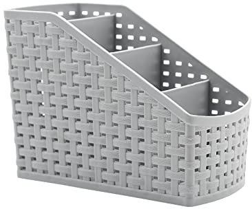 Fai Top Storage Basket, Cosmetic Box Organiser,Plastic Storage Box Desktop 4 Grid Sub-grid Storage Case Multi-function Storage for Desktop Office Bedroom Countertop Home Kitchen-Grey