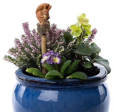 Cane Companions Beatrix Potter Squirrel Nutkin Stake Topper - Handmade Flower Pot Garden Ornament - Outdoor Figurine