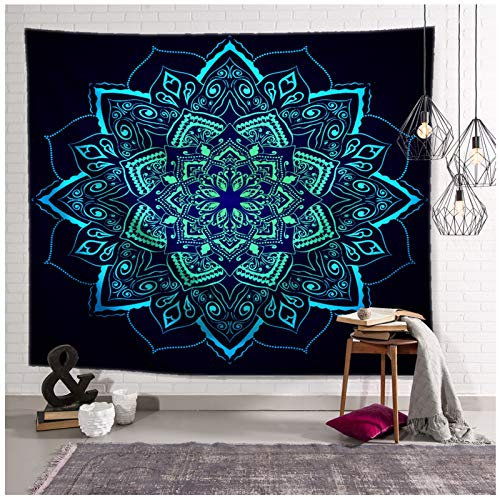 Kihomedy Tapisserie Wandteppich, Mandala Blumenmuster Trippy Wandteppich LSD Bunt Wasserdicht Wandteppich für Yogamatte Picknickdecke Strandtücher Größe 150X130Cm