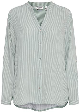 b.young BYFABIANNE Damen Bluse Hemdbluse Langarm mit V-Ausschnitt, Größe:40, Farbe:Iceberg Green Mix (200627)