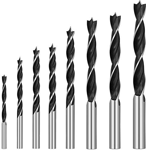 KEWAYO Brad Point Drill Bits Set - 8 PCS 3-10mm Spiral Twist Wood Drill Bits, Ideal for Soft Wood, Woodworking Drill Set, Wood Bits Set for Precise Drilling in Wood