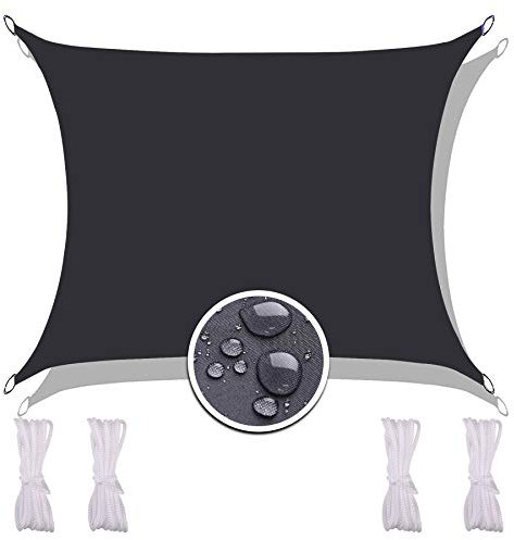 Redfire Voile D'ombrage Toile 6X8M, Anti UV Toile d'Ombrage Imperméable Tissu Oxford avec Corde de Fixation Facile Installer pour Carport Noir