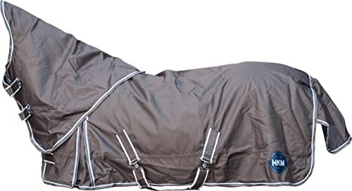 HKM 10967 Regendecke, abnehmbares Halsteil, Wasserdicht, Pferdedecke Braun, 155