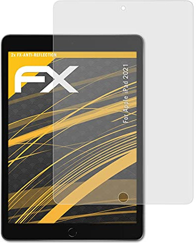 atFoliX Panzerfolie kompatibel mit Apple iPad 2021 Schutzfolie, entspiegelnde und stoßdämpfende FX Folie (2X)