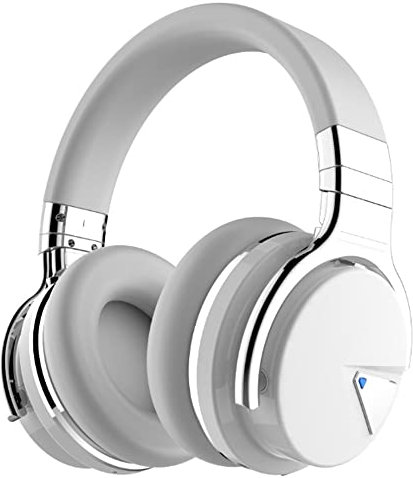 Cuffie con cancellazione attiva del rumore,cuffie Bluetooth con microfono bassi profondi senza fili sopra orecchio confortevoli per 30 ore di riproduzione per DJ/TV/PC/telefono(bianco)