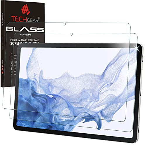 TECHGEAR [2 Pack Galaxy Tab S9 & S8 11 GLASS Edition (SM-X700 & SM-X710 Series) Tempered Glass Screen Protector [9H Toughness] [HD Clarity] [Responsive] [No-Bubble] For Samsung Galaxy Tab S8, Tab S9