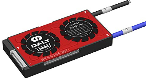 DALY Smart BMS LiFePO4 16S 48V Bluetooth Smart PCB Batterieschutzplatine Batteriemanagementsystem mit Ausgleichskabeln und drahtlosem Bluetooth-Modul für Lithium-Eisen-Phosphat(60A)