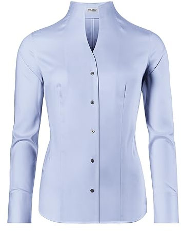 Vincenzo Boretti Chemisier, Modern-fit/légèrement cintré, col Calice, Douce sergé - Facile à Repasser Bleu glacé 38