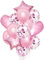Geburtstags Luftballons Set 14 teilig - Konfetti, Herzen, Sterne, Luftballons - Folienballon zum Geburtstag Happy Birthday Kindergeburtstag Deko Hochzeit Party Deko Heliumballon Kopper-24 Rosa