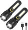 GeeRic LED Torch Rechargeable, 2PCS Professional Flashlight USB Super Bright Zoomable Mini Torch IP67 Waterproof 3 Modes Portable Flashlights for Camping, Hiking, Outdoor, Emergency Small