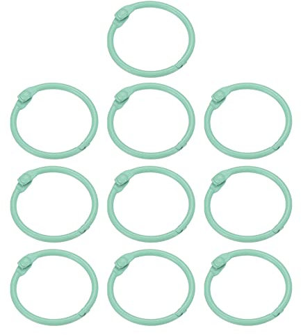 PATIKIL Loose Leaf Binder Rings 1 Inch, 10 Pack Metal Flash Card Book Binding Rings for Key Chain Index Card Scrapbooks, Mint Green