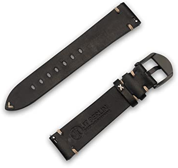 JT Berlin Alex II Vintage Ersatz-Armband (20mm) für Samsung Galaxy Watch/Amazfit/Garmin Forerunner [Handgefertigt in Deutschland, Leder/Nytech Ersatzband, Edelstahl]