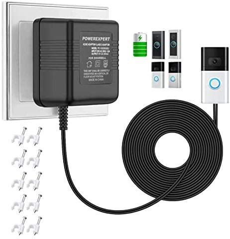 Türklingel Transformatoren 24 V/500mA, Doorbell Netzteil Adapter für Video Türklingel, Ring Netzteil Video-Türklingel Transformator, kompatibel mit Ring, Eufy, Arlo, Nest Video-Türklingeln (5M)