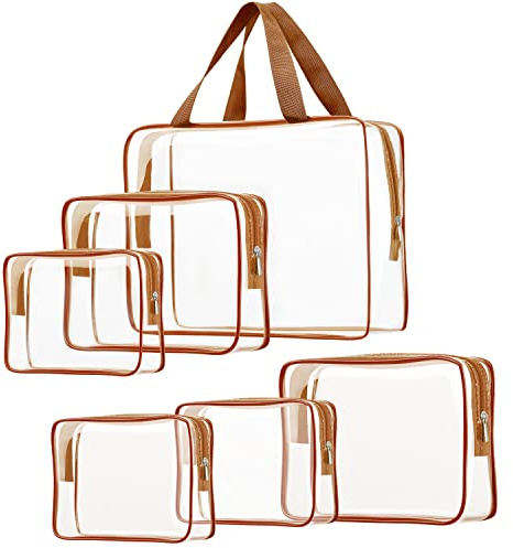 6 transparente Kosmetiktaschen, TSA-genehmigt, Kulturbeutel-Set, kristallklar, für Reisen, Strand, Essentials, Tasche, Organisation, PVC, transparente Make-up-Tasche, Gepäcktasche, Handgepäck,