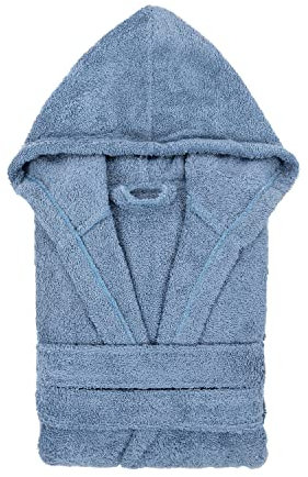 TRAMAS+ Albornoz de Baño Unisex 100% Algodón 450 GR con Capucha Dos Bolsillos y Cinturón Ajustable Alta Absorción Secado Rápido Certificado OEKO TEX - XL, Indigo