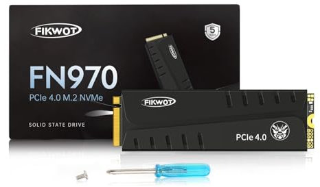 Fikwot FN970 2TB M.2 2280 PCIe Gen4 x4 NVMe 1.4 Internes Solid State Drive mit Kühlkörper – Bis zu 7400 MB/s, Konfigurierter DRAM Cache, Kompatible PS5 Interne SSD