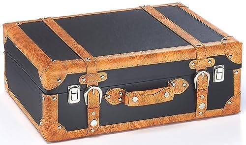 Kobolo Dekokoffer Koffer Vintage Retro - MDF mit Kunstlederüberzug - braun - Metallschließen