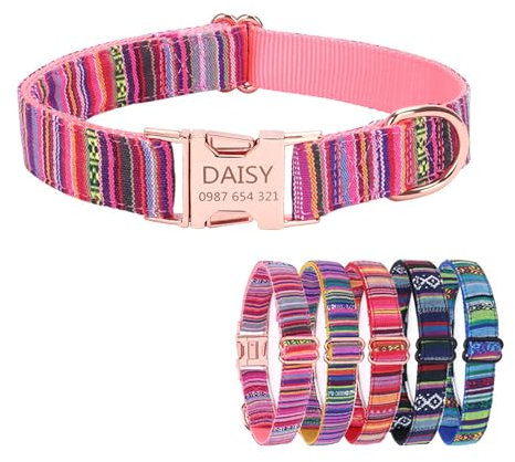 Personalisiertes reflektierendes Hundehalsband mit Haustiernamen und Telefonnummer, besticktes Nylon, maßgeschneidertes Halsband für Welpen, kleine, mittelgroße und große Jungen, Mädchen, Hunde