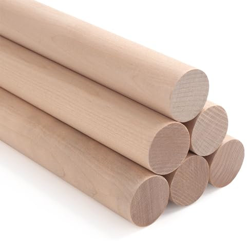 ONUPGO Lot de 6 tiges en bois brut de 2,5 x 30,5 cm pour travaux manuels, travaux manuels, bricolage, support de gâteau à étages et baguettes de ruban de mariage