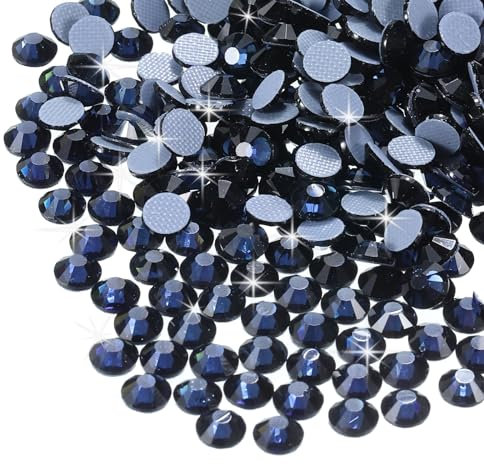 sourcing map 1440 Pcs Rhinestones Flatback Crystal Glass Gems for Crafts Clothes DIY Decoration(SS20 4.8mm,Dark Blue)