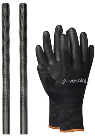 vasalat Gewindestange M20 1000mm Edelstahl A2-70 - Gewindestab mit Außengewinde DIN 976-1 - hochwertige Metallstange mit Gewinde - 2 Stück