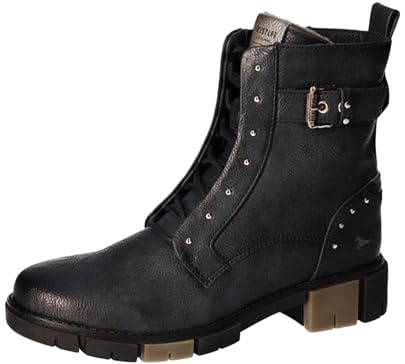 MUSTANG Damen Stiefelette Nieten Schnürboot Riemen mit Schnalle 1443-505