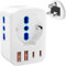 Clomnpe Adattatore Presa Inglese, 7 in 1 Adattatore Inglese Italiano con 2 Prese Italiane e 1 Presa Schuko, Adattatore Spina Inglese-Spina UK 3250W, per Irlanda, Kenya, Scozia, Adattatori Spine Tipo g