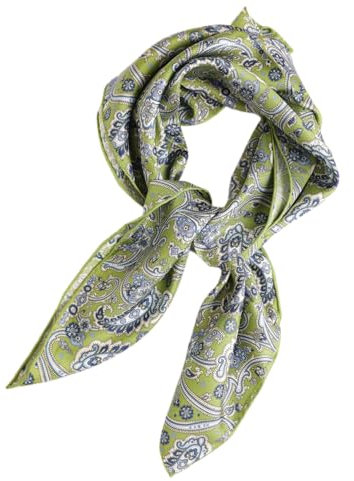 Prettystern Damen 65X65 handrolliertes 100% Seide Seidenhalstuch Frühling Sommer Dmen Herren Halstuch 23 Grün Paisley