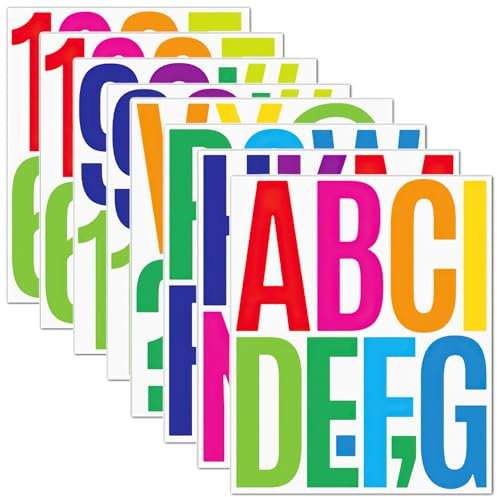 8 Bögen Buchstabenaufkleber, 5 Zoll große Alphabetaufkleber, große Alphabet- und Zahlenaufkleber, selbstklebende Buchstabenaufkleber für Schilder, Briefkästen, Dekorationskunst, Bastelarbeiten