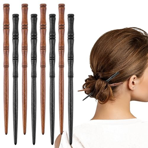 Gjinxi Palillos de Pelo de Madera Retro para El Pelo 8 Unidades Hechos A Mano Forma de Bambú Varillas Chinas para Mujer Horquilla de Madera Nudos de Bambú Pinzas para el Cabello para Mujeres