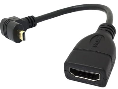 chenyang Adaptador de cable micro HDMI macho a HDMI hembra 4K HDTV 90 grados hacia arriba de 10 cm