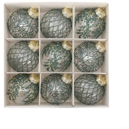 9 palline di Natale ornamentali, 8 cm, palline di Natale trasparenti, adatte per la casa, feste, vacanze, matrimoni, decorazioni per albero di Natale (verde chiaro)