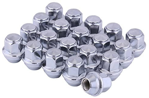 M12x1.5 Lug Nuts Alloy Wheel Nuts M12-1.50 Acorn One-Piece Design 12x1.5 Chrome 19mm Hex 32mm Long Set of 20 Lug Nut Fits for Ford Focus Ford Fusion Factory Wheels