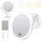 Gospire Miroir de maquillage mural de 17,8 cm avec ventouse puissante, grossissement double face 1x/10x, 3 lumières de couleur et luminosité réglable, batterie rechargeable de 2000 mAh, rasage pour
