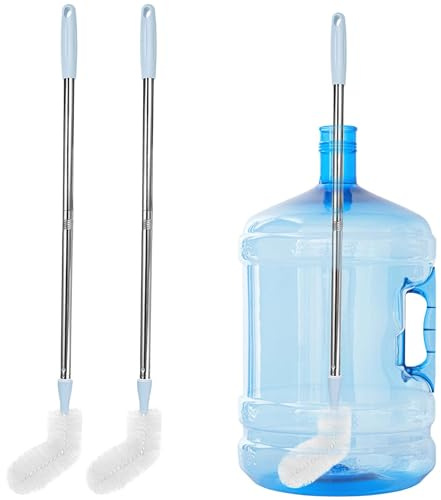 2-Pack 28’ Long Bottle Brush, 3 and 5 Gallon Bottle Cleaning Brush, Water Bottle Brush with Bendable Replacement Brush Head, Nylon Bristles and Stainless Steel Handle Bucket Cleaning Brush