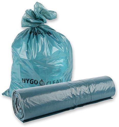 Franz Mensch HygoClean Müllsäcke Eco, 120 l, blau, 100 Stück | LDPE, auf Rolle, Müllbeutel, Länge: 110cm x Breite: 70cm, Mülltüte 120 Liter, extra stark