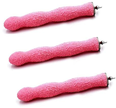 3 varillas de lijado para pájaros, perchas, papagayo, garra y pico esmerilado, barra de lijado de garras, jaula de pájaros, perca, espacio para dormir, papel de lija (rosa