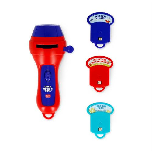 Legami - Érase una Vez Red, proyector Linterna de Cuentos, proyecta 3 Cuentos Infantiles, 3 Discos con 8 Diapositivas Cada uno, Pilas AAA no Incluidas, 7 x 14.5 x 6.3 cm