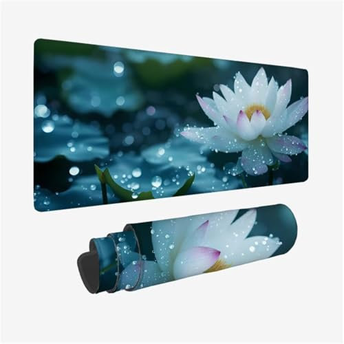 Grand Tapis de Souris Usine Tapis de Souris Gamer Imperméable,sous Main Bureau Lotus Tapis Souris XXL 1600x800x3mm,Antidérapant Tapis de Souris Gaming avec Bords Surpiqués,Accessoire Gaming Q1-692