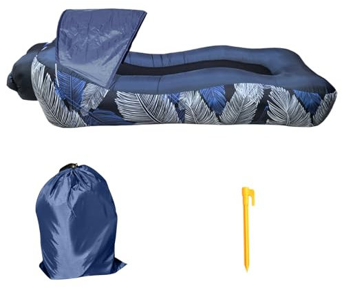 luolety Aufblasbare Liege Strandkorb mit Einzigartiger Sonnenblende, Liege Luftsofa Strandbett mit Kissen, Tragbare Wasserdichte Selbstaufblasbare Couch für Wandern Hinterhof Reisen (B)