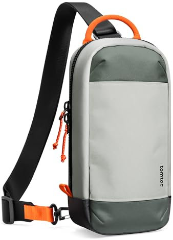 tomtoc Sling Bag Umhängetasche für Nintendo Switch 2 Konsole 2025, Rundumschutz Crossbody Bag Schultertasche mit 8 Spielkartenhaltern für Reise & Alltag, Tragetasche für Ladegerät und Zubehör, Grau